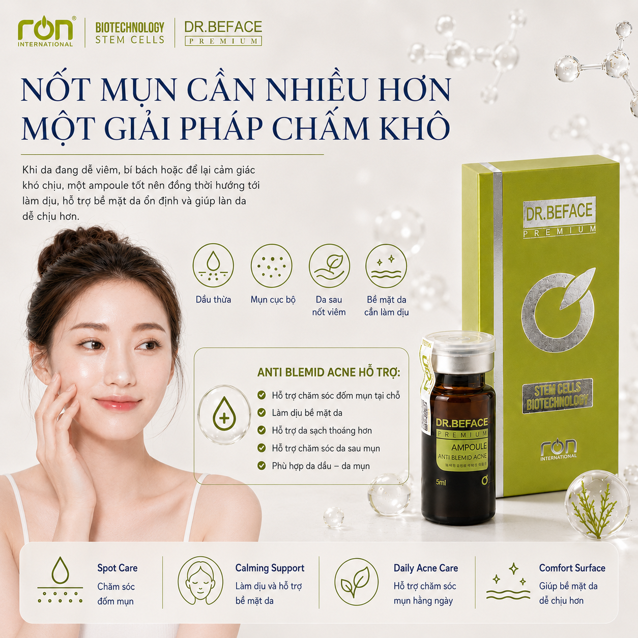 DR.BEFACE ANTI BLEMID ACNE 5ML – TINH CHẤT CHĂM SÓC DA DẦU, DA DỄ NỔI MỤN – 5ml/lọ